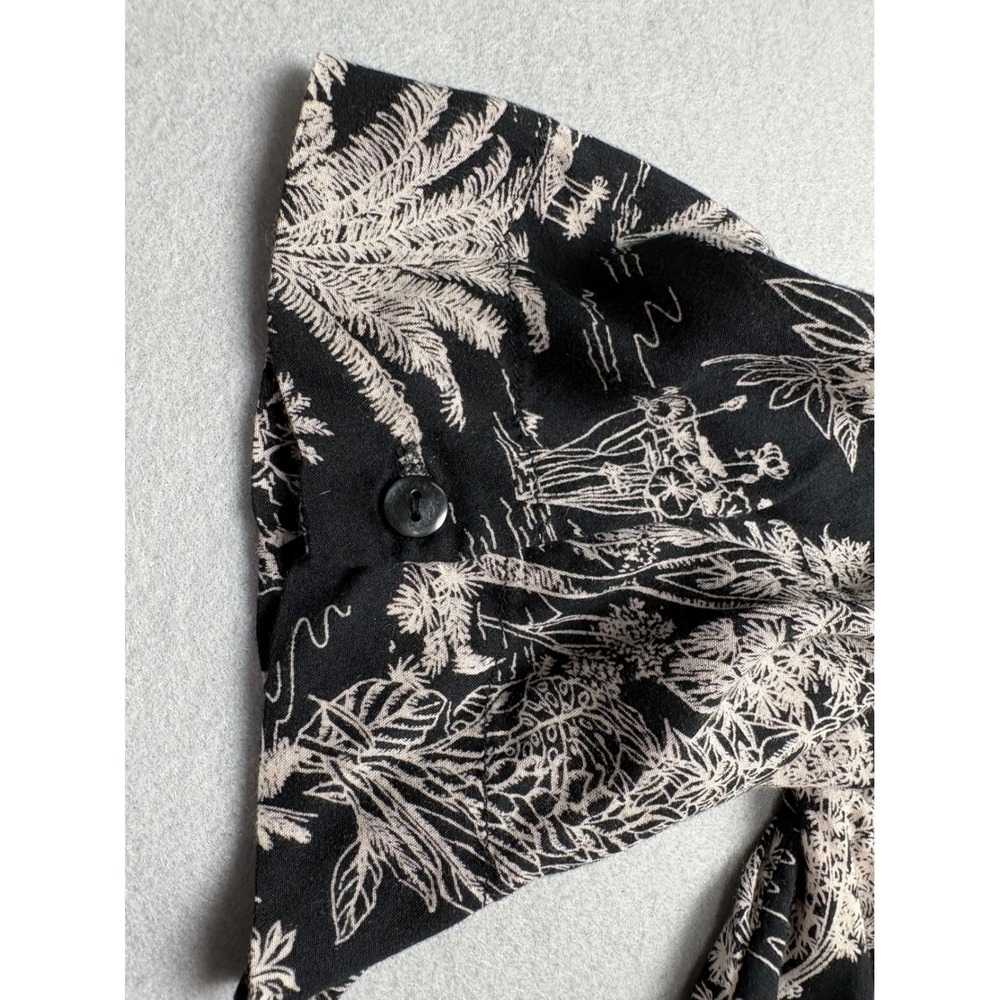 Topshop Tropical Jungle Toile Tie Front Shirt Black US 6 Modal - Picture 5 of 9